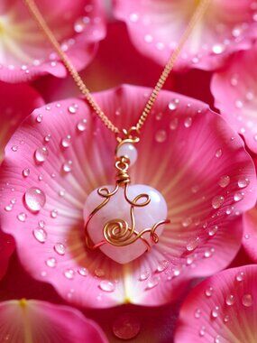 Unique Wire Wrapped Rose Quartz Heart Necklace - Mothers Day - Lovers Gift 4 Her